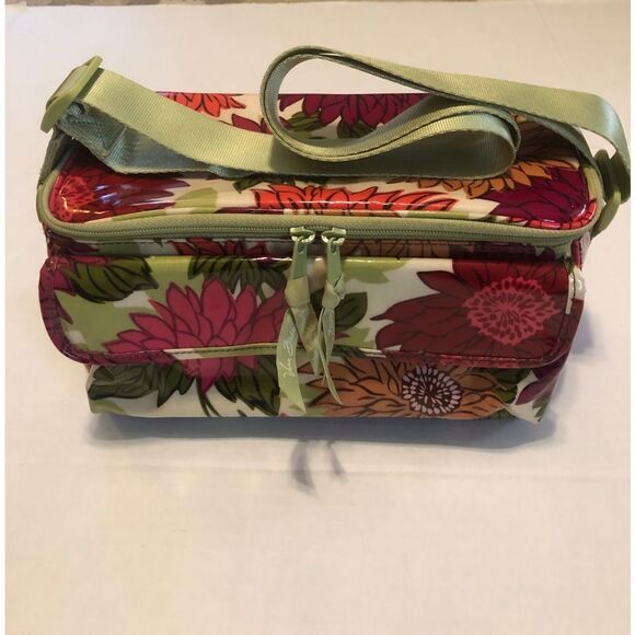 VERA BRADLEY Mini Cooler Lunchbox in Hello Dahlia Retired Fall 2010 Floral Vinyl - Picture 1 of 6
